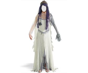 fotomontaggio di un costume di sposa cadavere e possibile modificare in linea