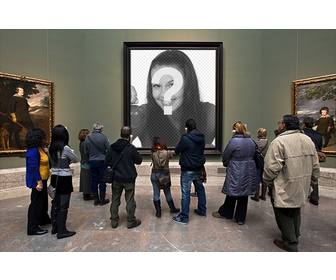 fotomontaggio nel museo prado i visitatori che guardano un dipinto mettere foto nel foro