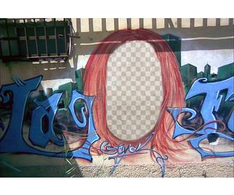 fotomontaggio di un graffito di testa di mettere vostra faccia
