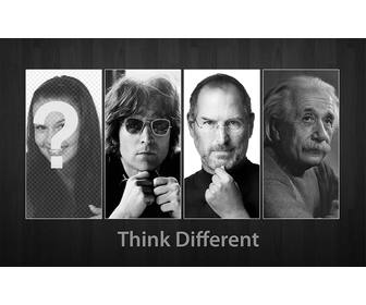 fotomontaggio john lennon steve jobs e albert einstein pensare diverso