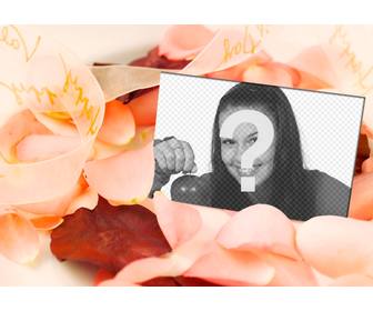 lamore effetto fotografico per mettere foto in cartolina tra petali di rosa molto romantico