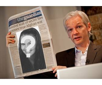 montaggio di mettere foto un giornale che state leggendo fondatore di wikileaks julian assange