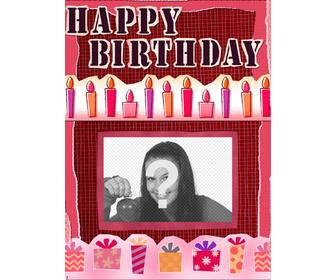 birthday card per effettuare on-line e aggiungi foto sfondo