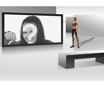futuristica cornice per foto 3d tv donna in cerca