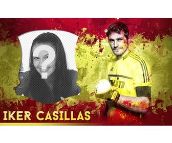 fotomontaggio iker casillas e spagna bandiera sfondo