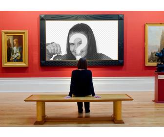 fotomontaggio di mettere tua foto in un museo darte agli occhi di un visitatore