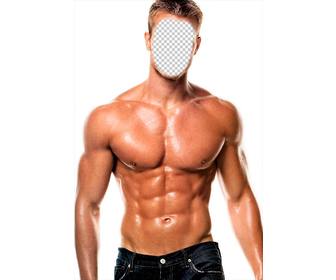 fotomontaggio di uomo muscoloso tua faccia