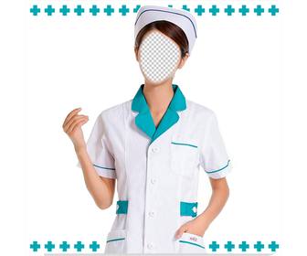 fotomontaggio di diventare un infermiere in uniforme classico
