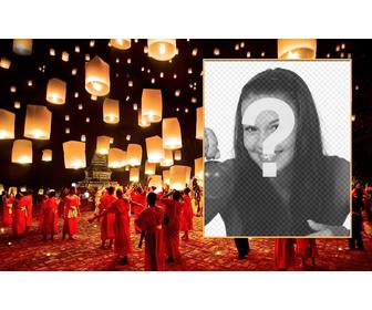 collage nel tradizionale festa cinese di lampade di carta