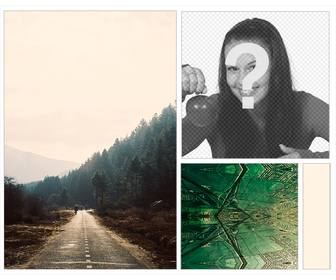 collage di mettere tua foto sfondo di foresta e frattali indie