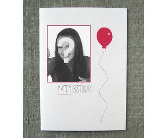 cartolina di compleanno semplice un palloncino rosso tua foto