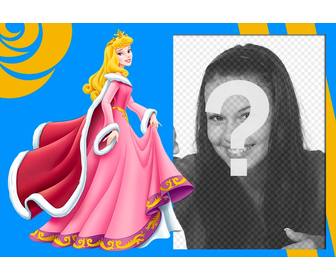 composizione disney sleeping beauty vestita di rosa accanto foto