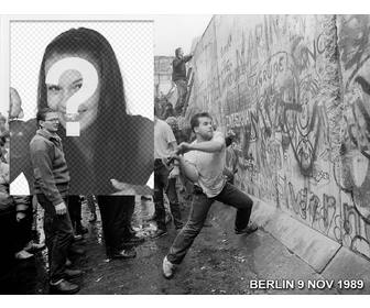 fotomontaggio della caduta muro di berlino nel 1989 per mettere tua foto accanto foto