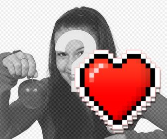 un adesivo cuore pixelated