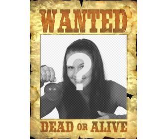 poster di quotwanted dead or alivequot per impostare le foto come criminali