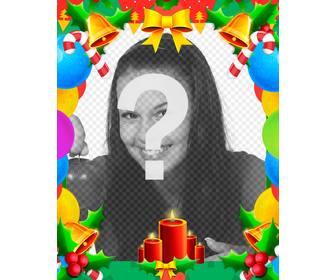 colorful photo frame di natale