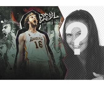 fotomontaggio giocatore di basket pau gasol