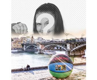 fotomontaggio un pallone da basket siviglia