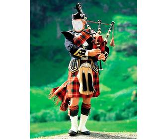fotomontaggio un tipico suonatore di cornamusa scozzese per aggiungere il tuo volto