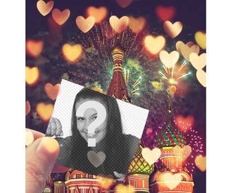 collage sfondo di russia e foto il cuore