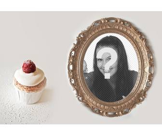 collage di cornice dorata un cupcake