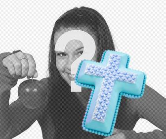 adesivo cristiana di croce blu per tua foto