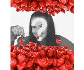 photo frame palloncini forma di cuore rosso