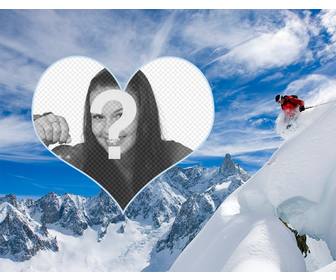 photo frame di sciatore di mettere tua foto in un cuore