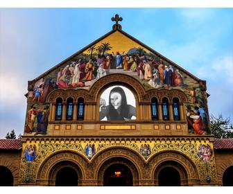 fotomontaggio speciale per mettere tua foto sul vetro di chiesa