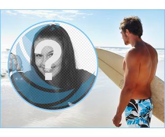 collage tua foto e un surfista sulla spiaggia