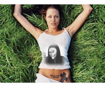 questa foto effetto avanti maglia della sexy angelina jolie