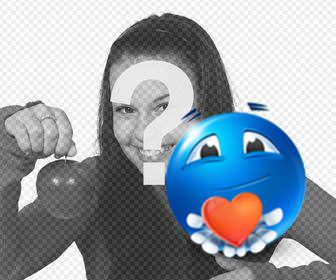 emoticon blu cuore rosso