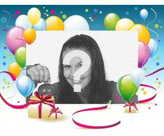 photo frame palloncini e regali di compleanno in cui e possibile mettere tua foto