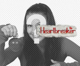 sticker di un pezzo di carta parola heartbreaker e rotta per mettere le tue foto online e dimostrare sei un cuore vero rubacuori