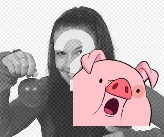 fotomontaggio online per mettere un salvadanaio rosa nelle foto mettere un maiale nelle immagini questo sticker on-line egli sorpreso il viso ed e perfetto per decorare le foto