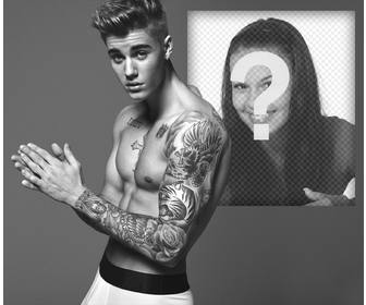 carica tua foto accanto justin bieber che mostra i suoi tatuaggi