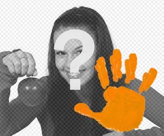 sticker di mano arancione contro violenza alle donne