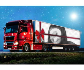 effetto foto di camion di natale per caricare foto