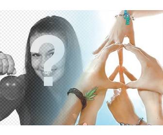 effetto foto le mani rendendo il simbolo di pace