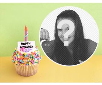 effetto foto un cupcake di compleanno per tua foto