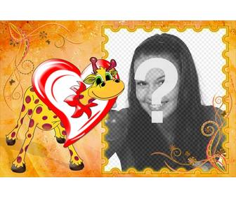 giraffa photo frame in amore allquotinterno di un cuore metti tua foto allquotinterno della cornice