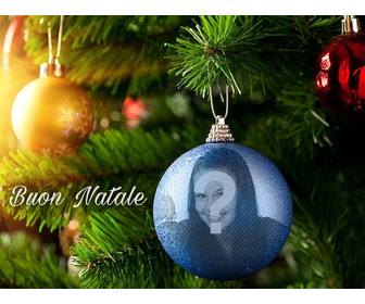 effetto foto per caricare tua foto palla di natale blu