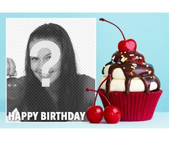 effetto foto un cupcake per il compleanno