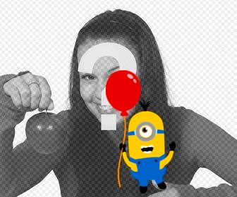 un minion un palloncino rosso per mettere sulle foto