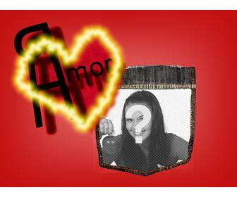 messaggio di fondo di san valentino un cuore rosso personalizza tua foto