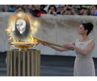 carica tua foto fuoco delle olimpiadi questo effetto foto originale