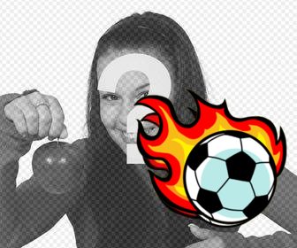 pallone da calcio il fuoco per incollare le vostre foto come un adesivo