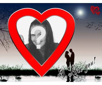 cartolina di san valentino nel lago rosso forma di cuore