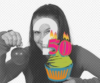 effetto foto per celebrare 50 anni di incollare un cupcake sulla tua foto