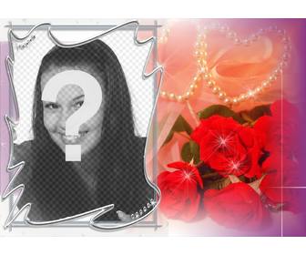 cartolina di san valentino personalizzabile foto di rose e perle